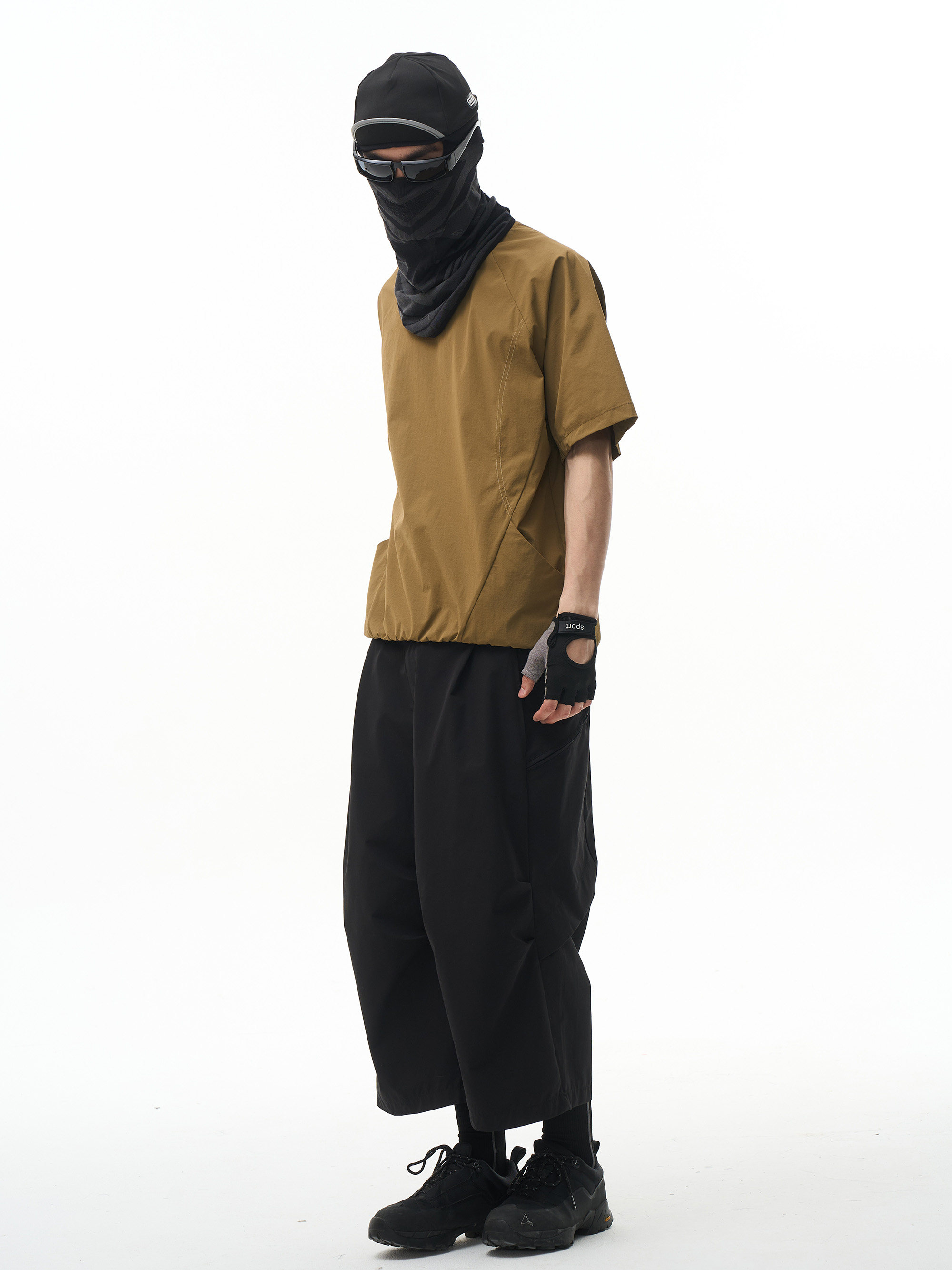 Topstitched Functional Short Sleeve