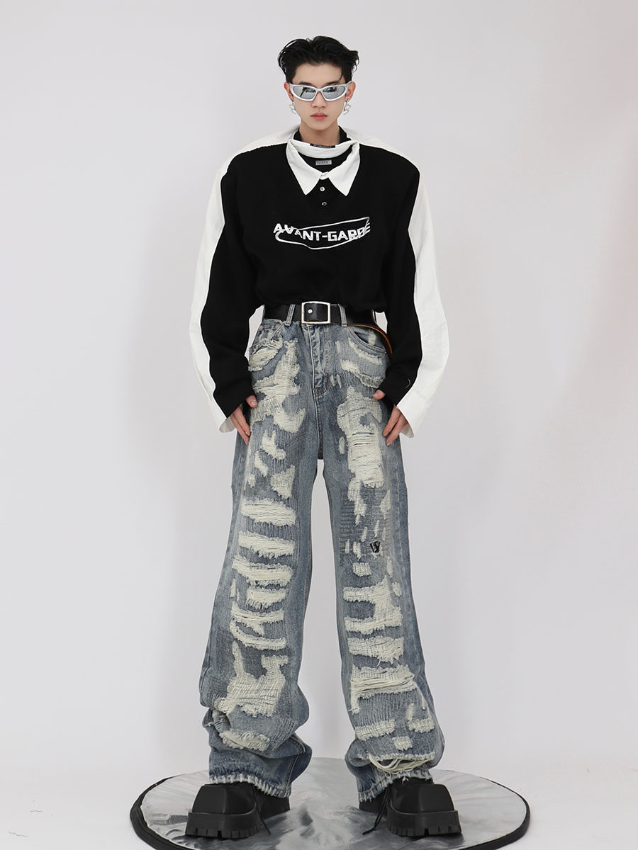 Heavy-Duty Distressed Jeans
