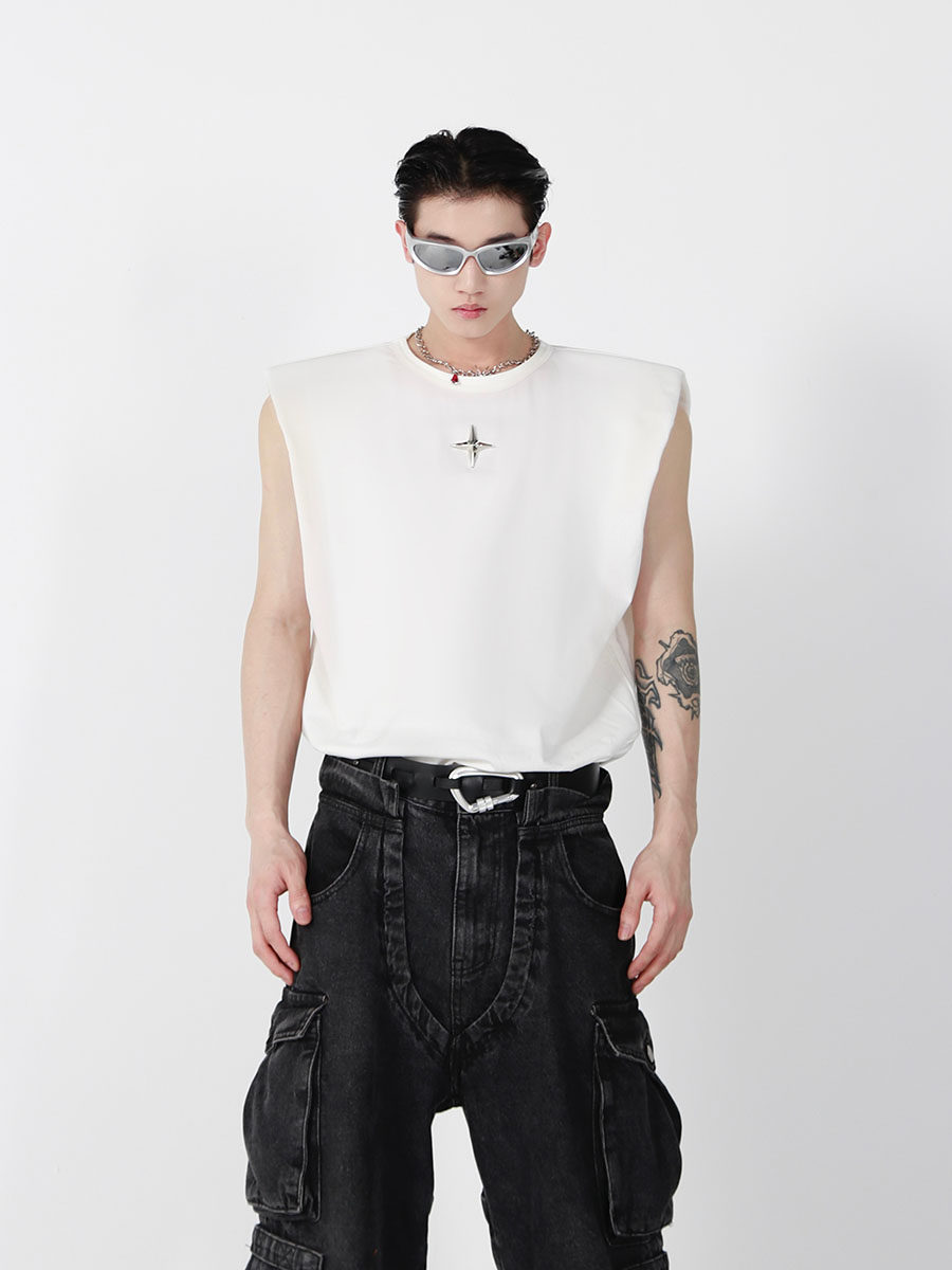 Shoulder-Padded Tank Top