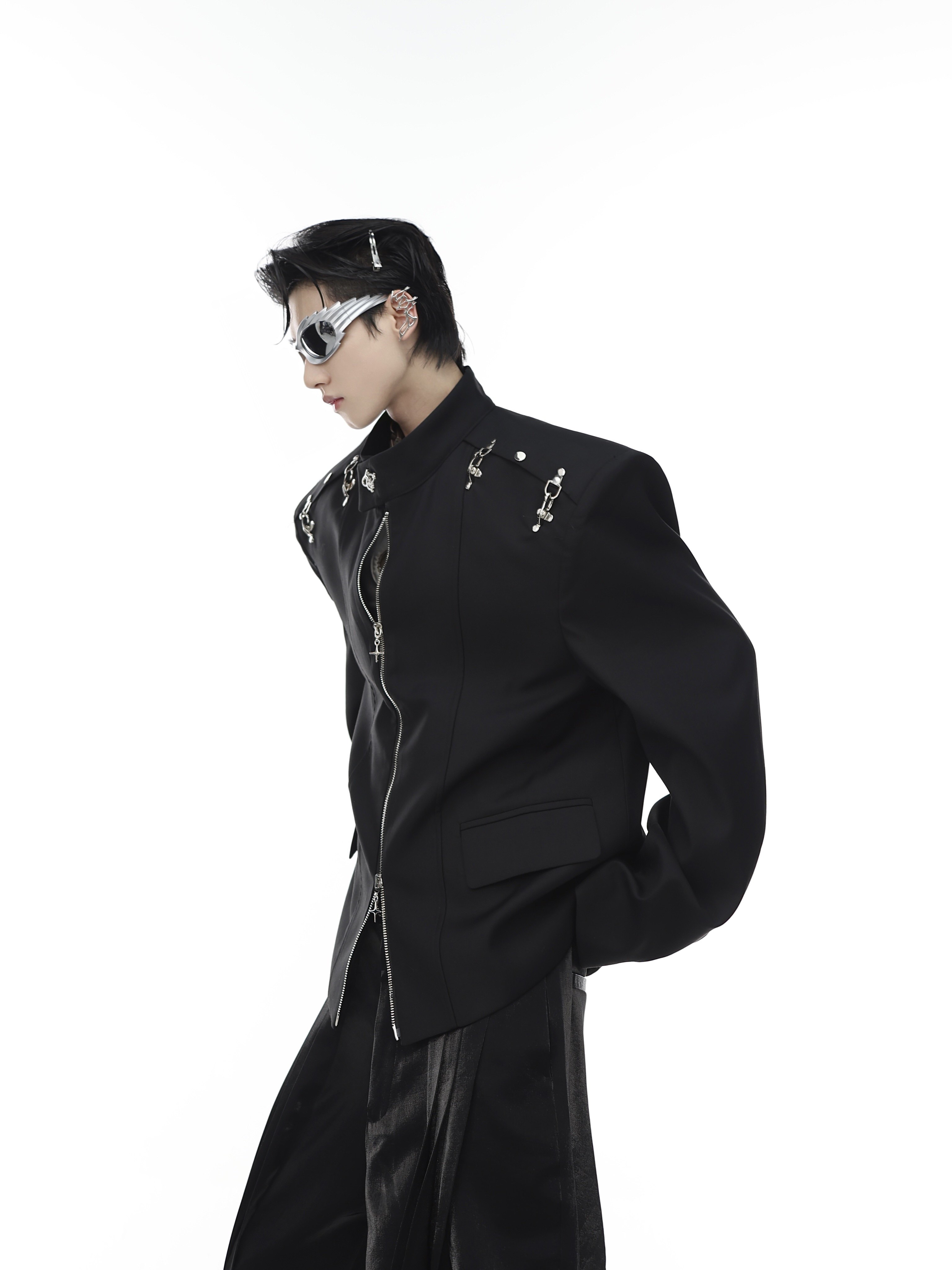 Stand Collar Airplane Buckle Jacket