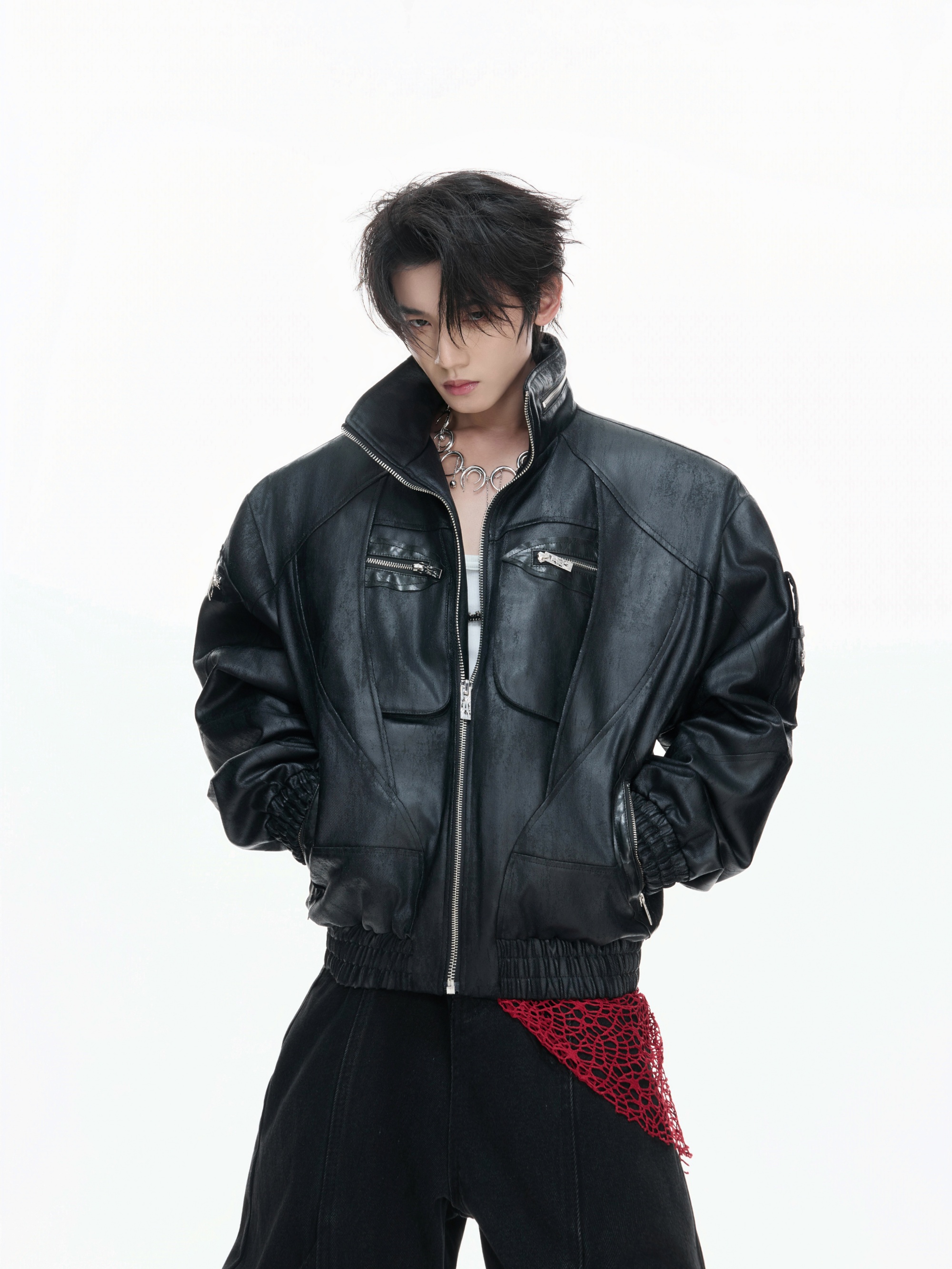 Distressed Original Waxed Stand-Collar Jacket