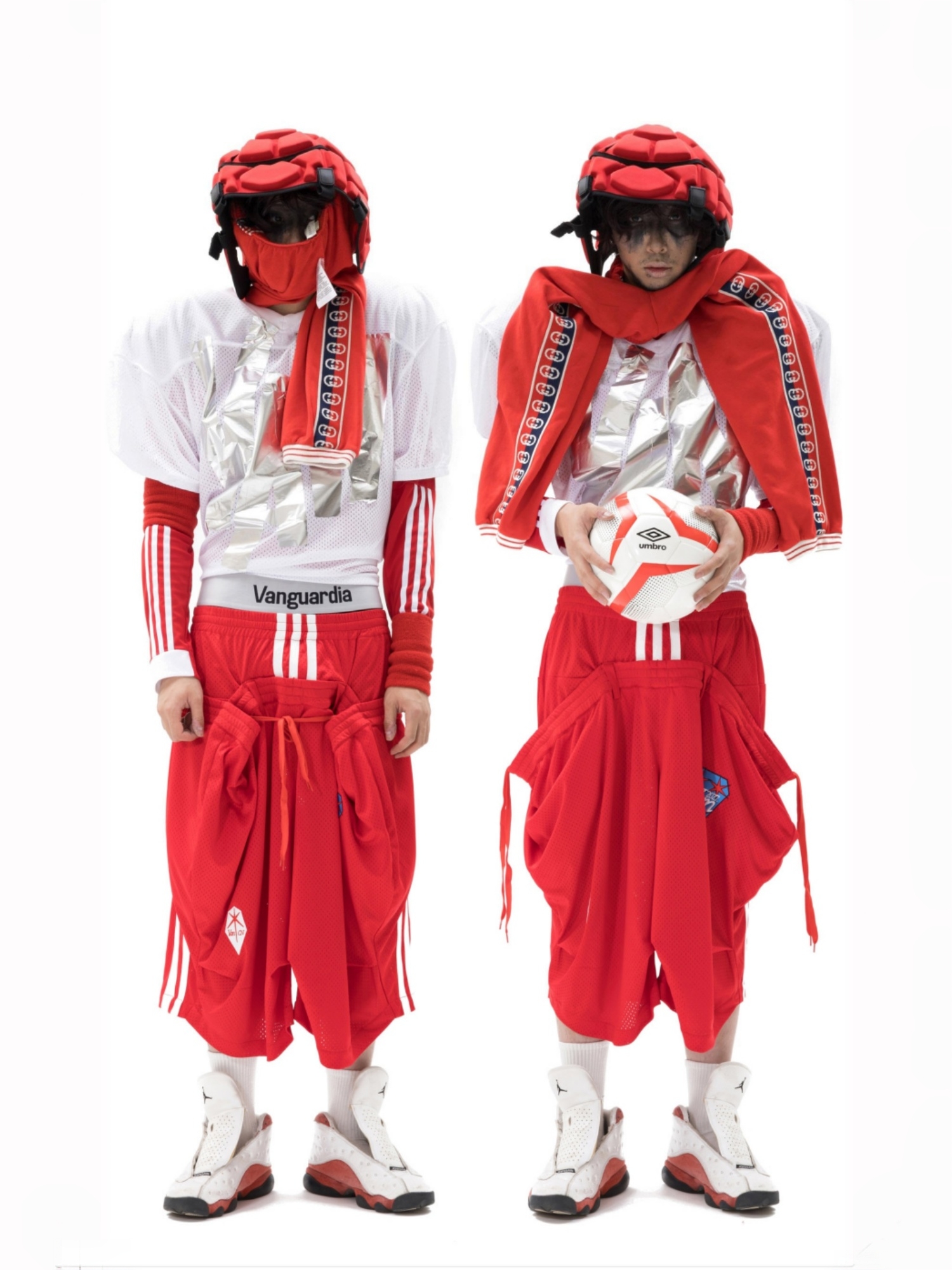 “Red Tide“ Double-Waist Deconstructed Mesh Pants