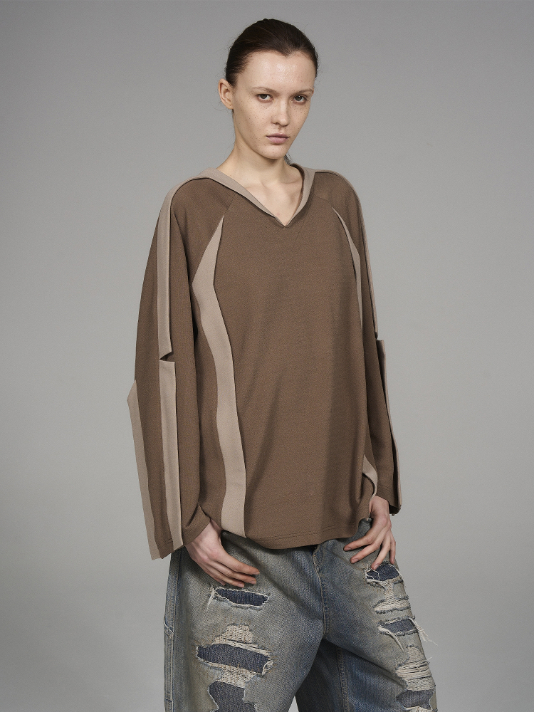BLINDNOPLAN Level Series V-Neck Flying Panel Long-Sleeve T-Shirt