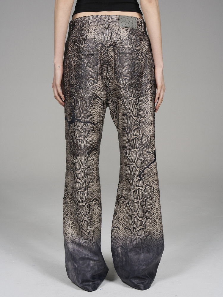 BLINDNOPLAN Level Series  Snake Print Leather Pants