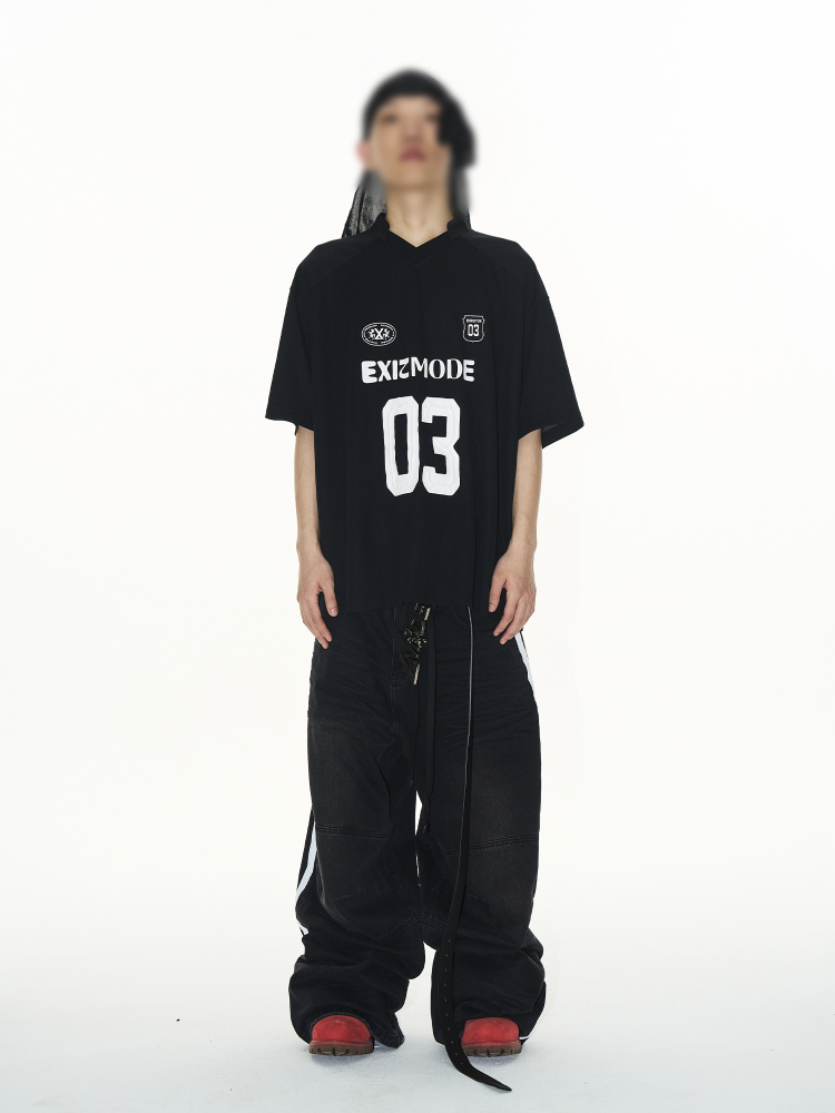 EXITMODE BY BLINDNOPLAN Striped Sports Print Jersey