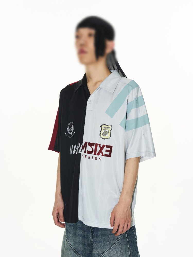 EXITMODE BY BLINDNOPLAN Color-Block Spliced Print Polo