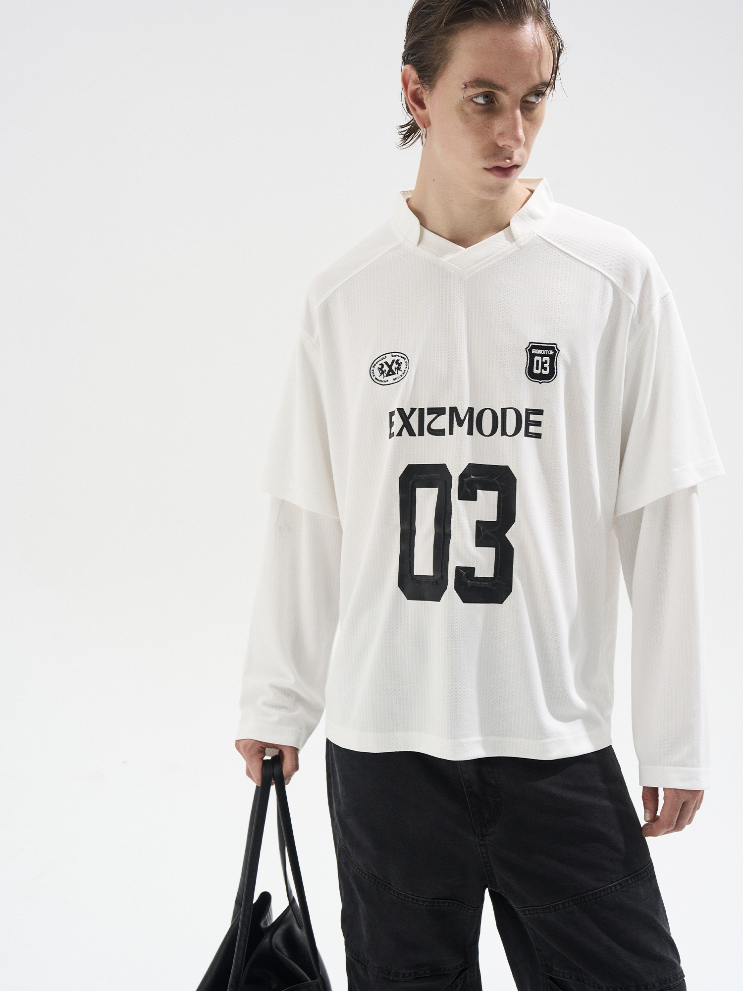 EXITMODE BY BLINDNOPLAN Retro Layered Striped Jersey T-Shirt