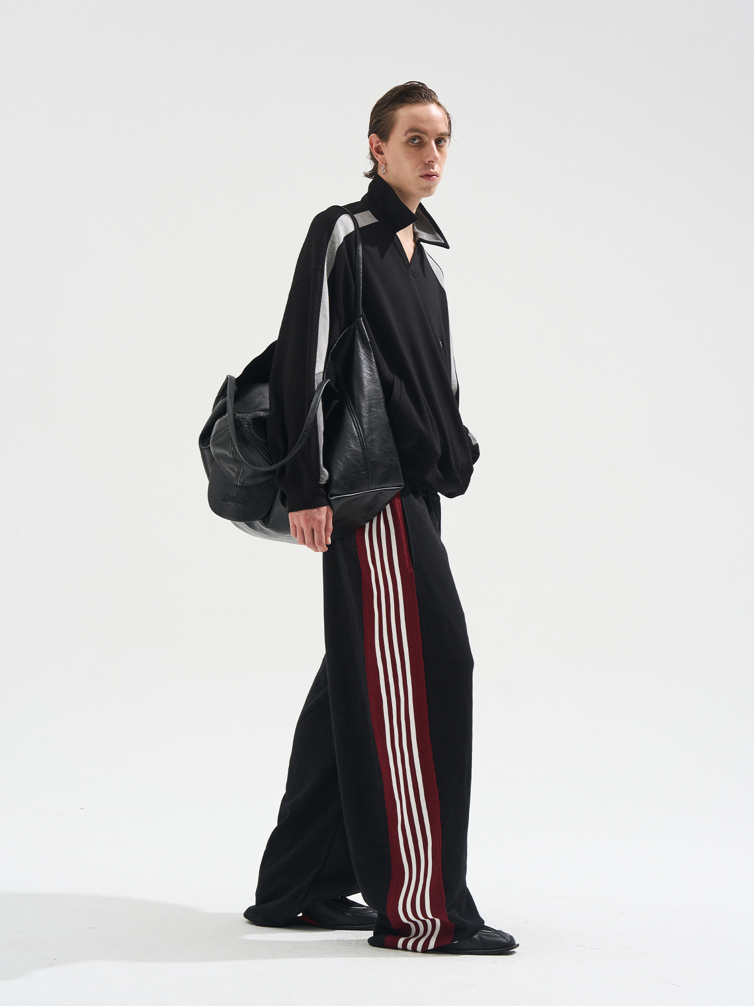 EXITMODE BY BLINDNOPLAN Raw-Edge Color-Block Stripe Sweatpants