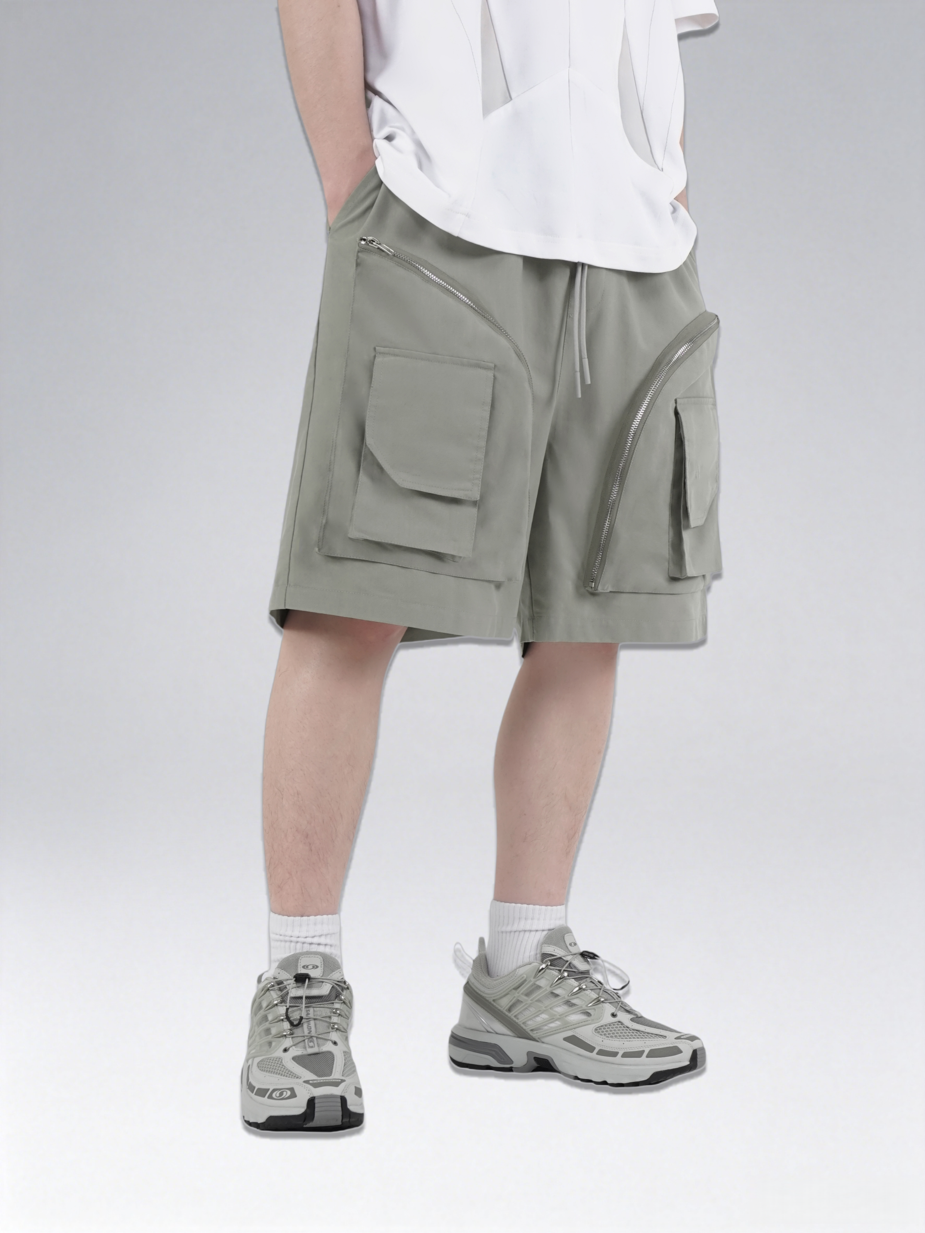Curved Zipper Shorts