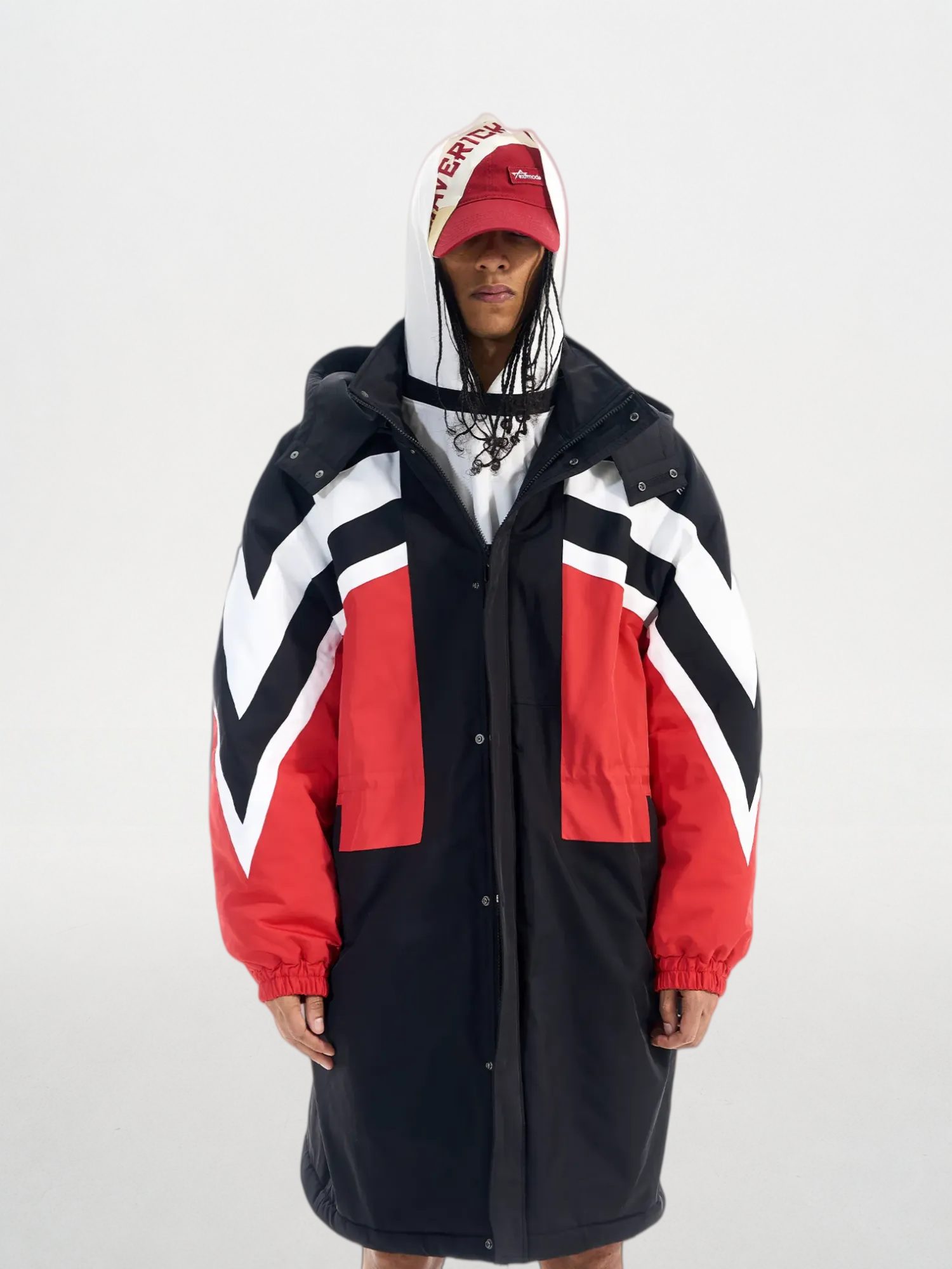 Detachable-Hood Sports Long Puffer Coat