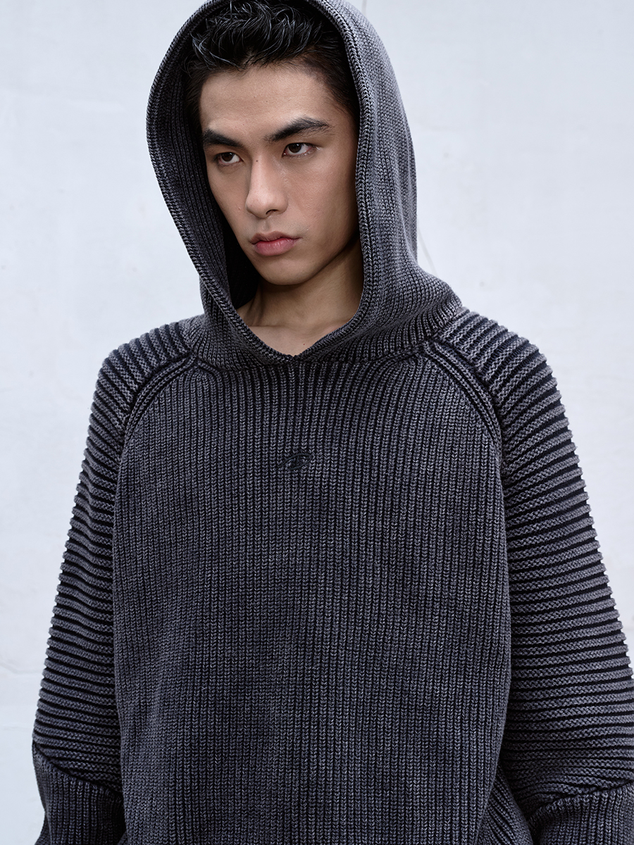Sorcerer Hood Heavy-Duty Washed Knit Sweater