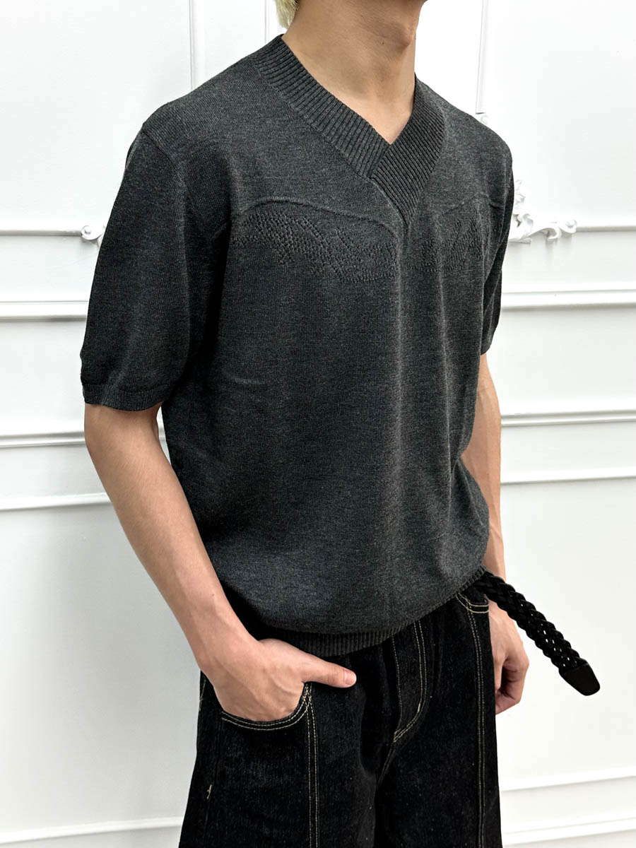 Wing Feather Wool-Blend Short Sleeve