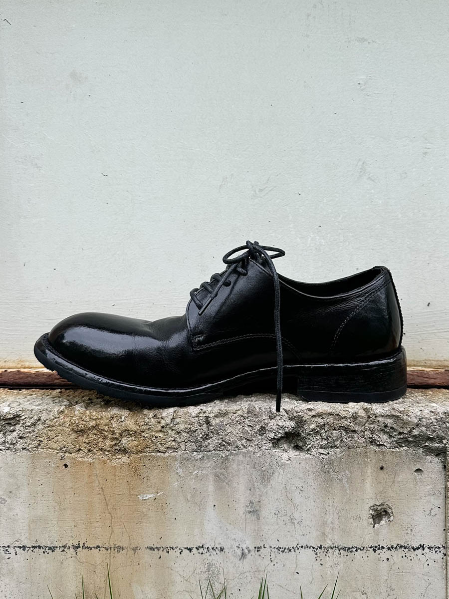 Black Domain Washed Horsehide Goodyear-Welted Shoes