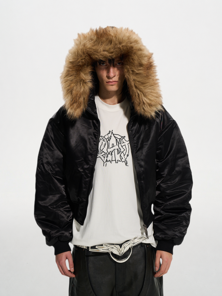 Detachable Fur-Trimmed Cotton Jacket