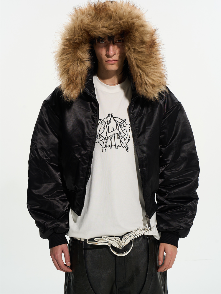 Detachable Fur-Trimmed Cotton Jacket