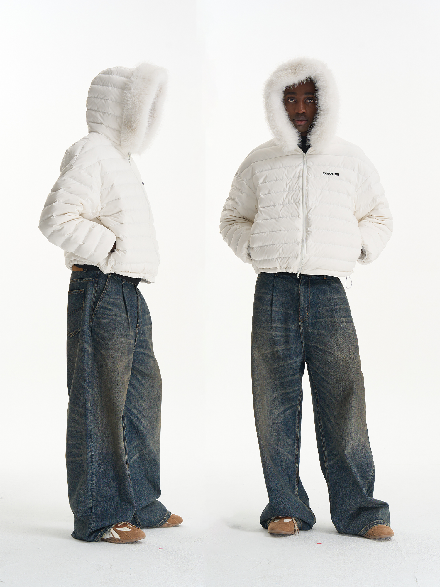 Quilted Oversized Detachable Fur Collar Puffer