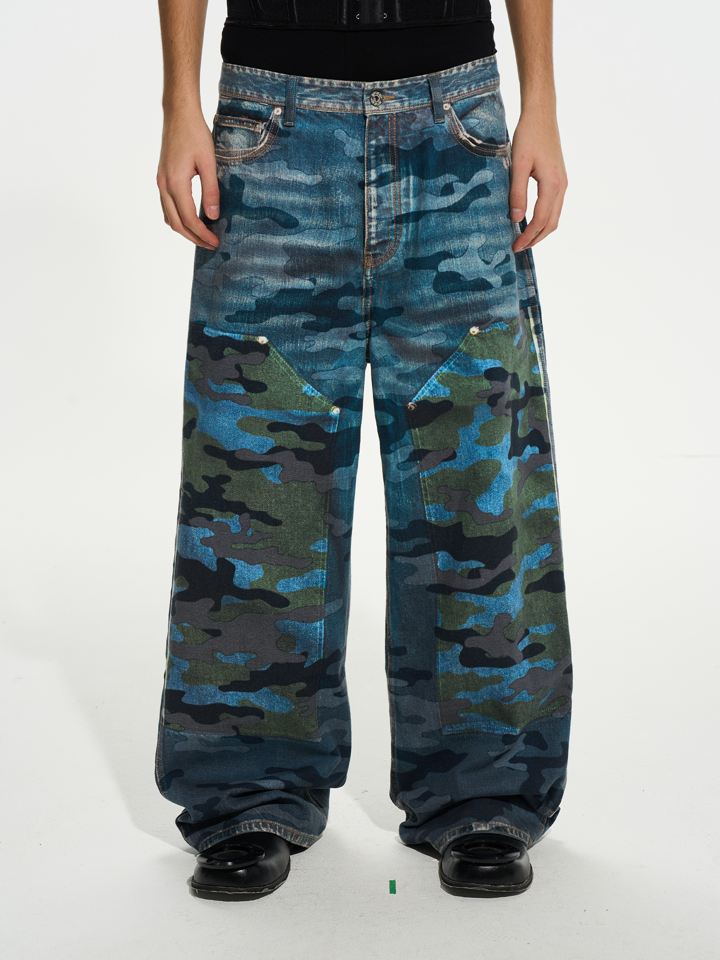 Printed Blue Camo Jeans