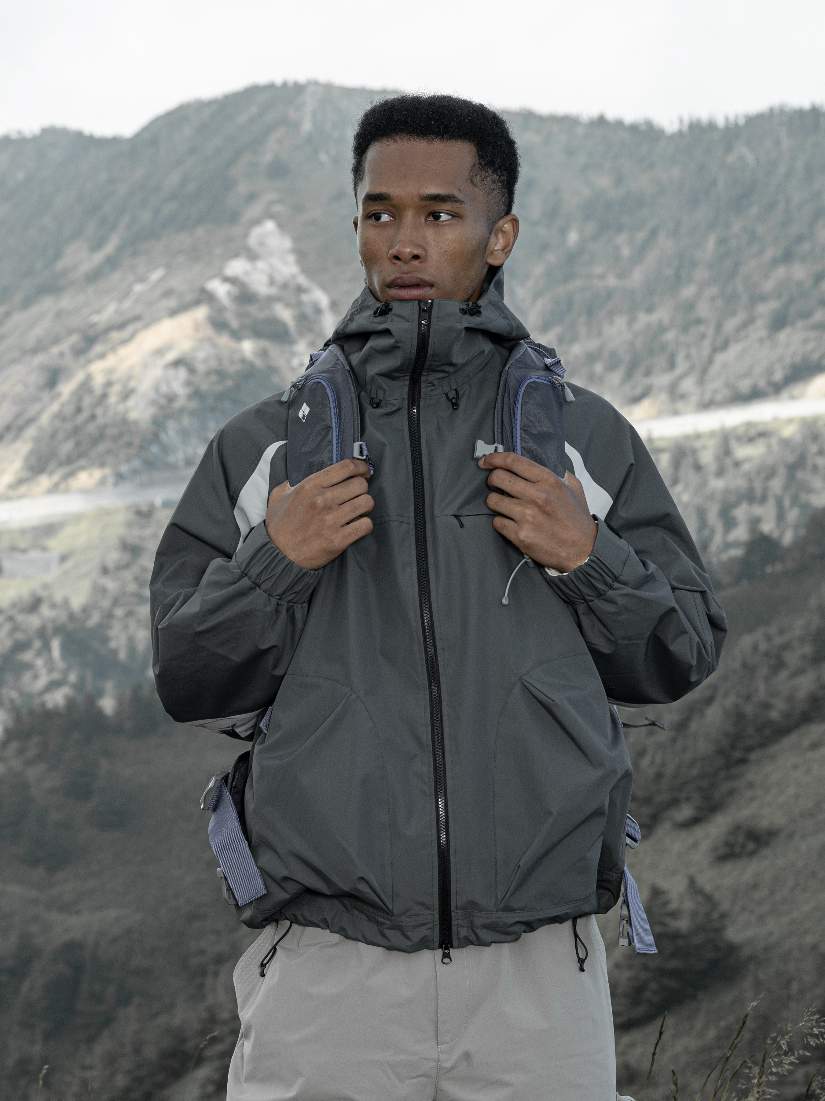 Color-Block Windproof & Water-Repellent Hooded Jacket