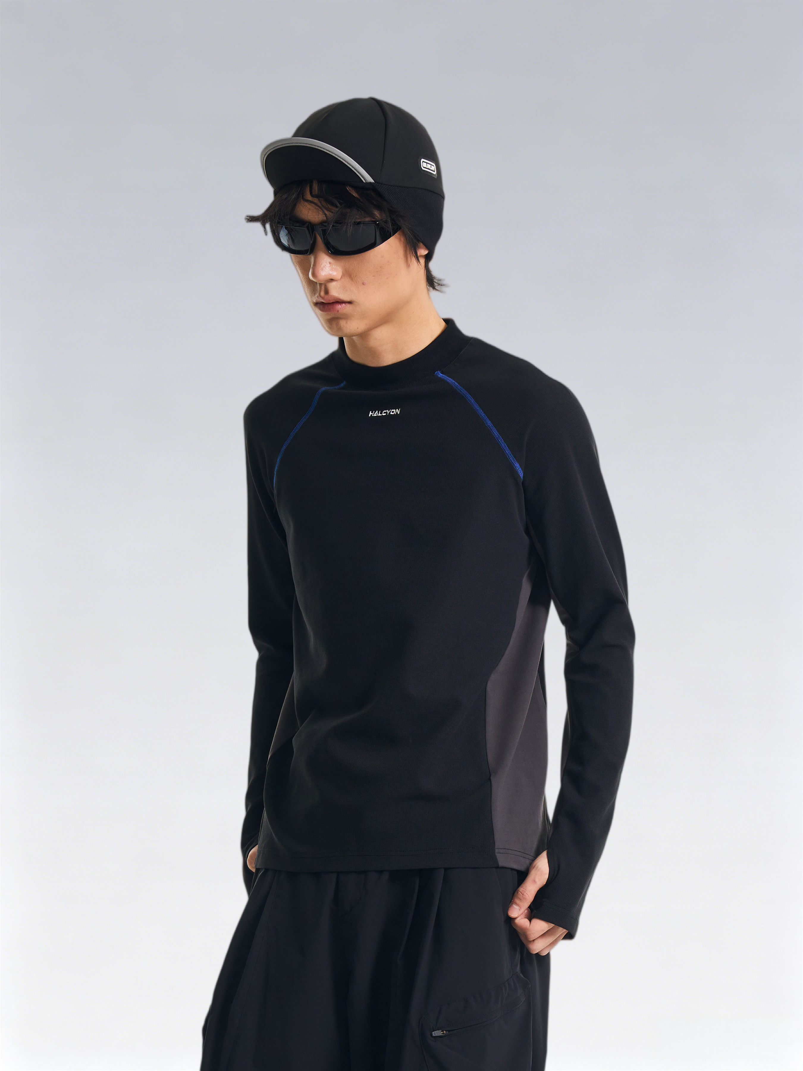 Stretch Waffle-Knit Sport Long Sleeve