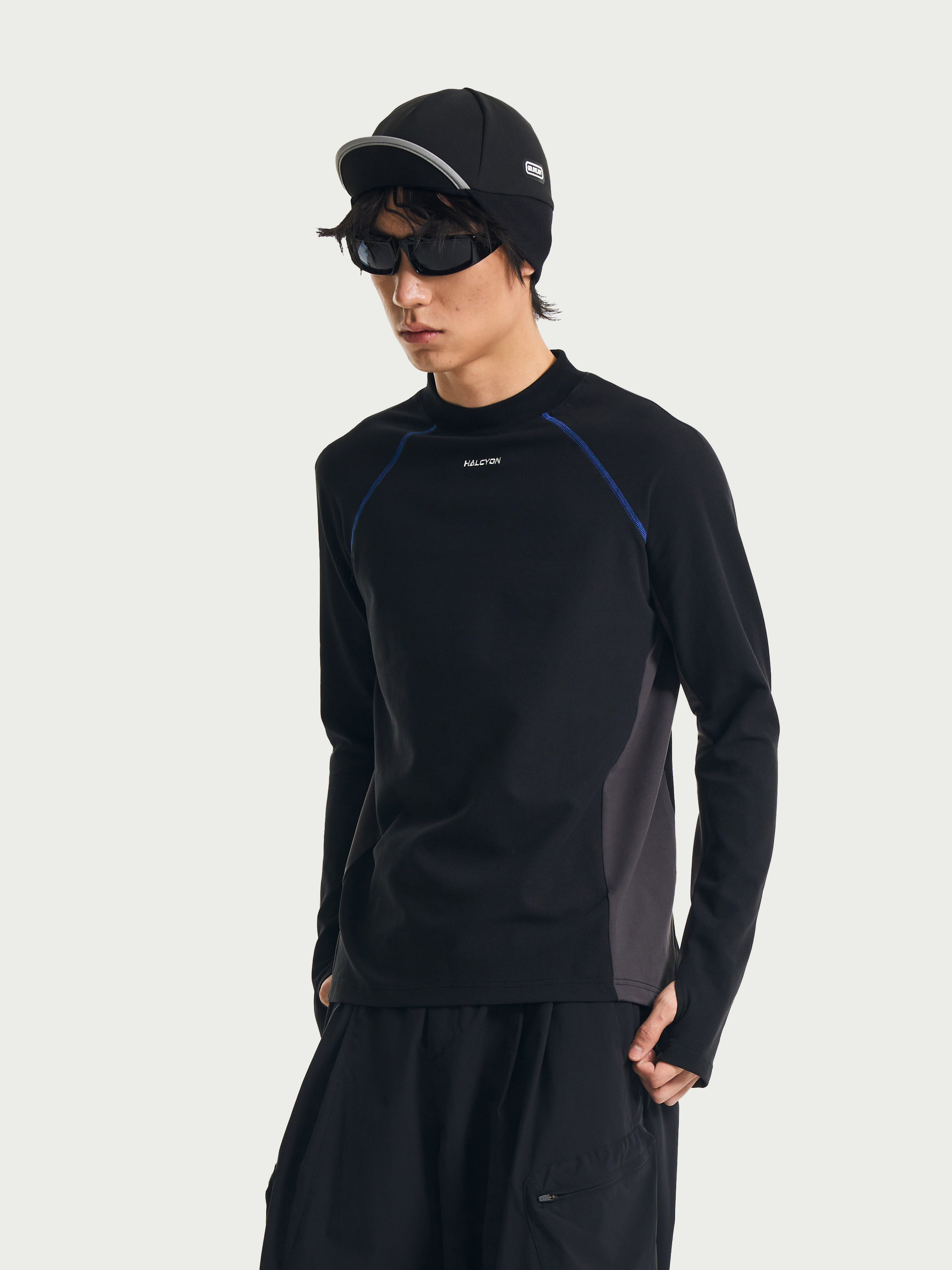 Stretch Waffle-Knit Sport Long Sleeve