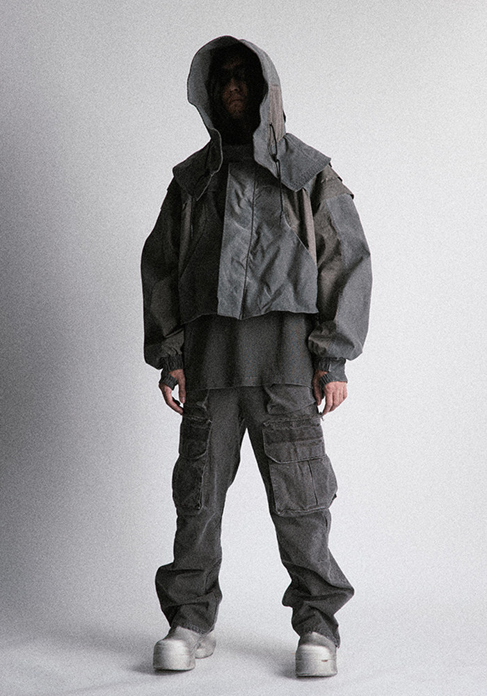 Structured Washed Cropped Jacket