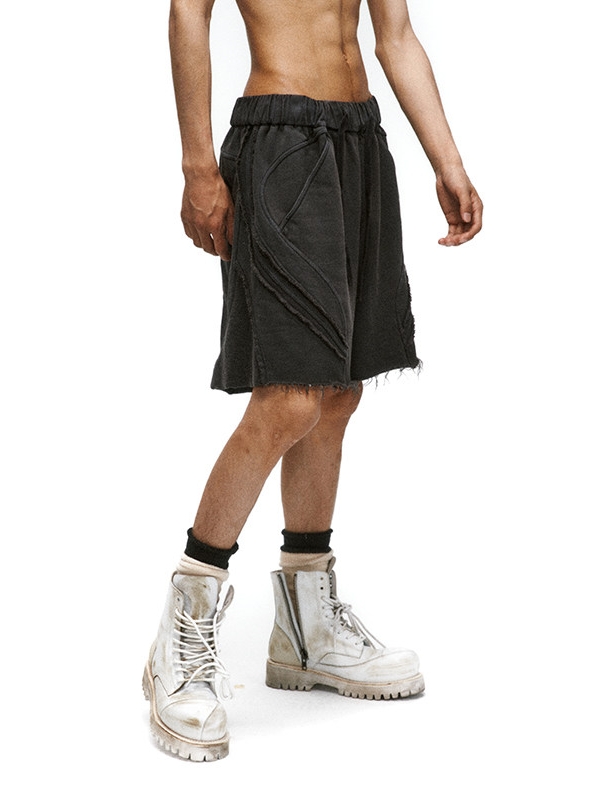 Raw-Edge Structured Shorts