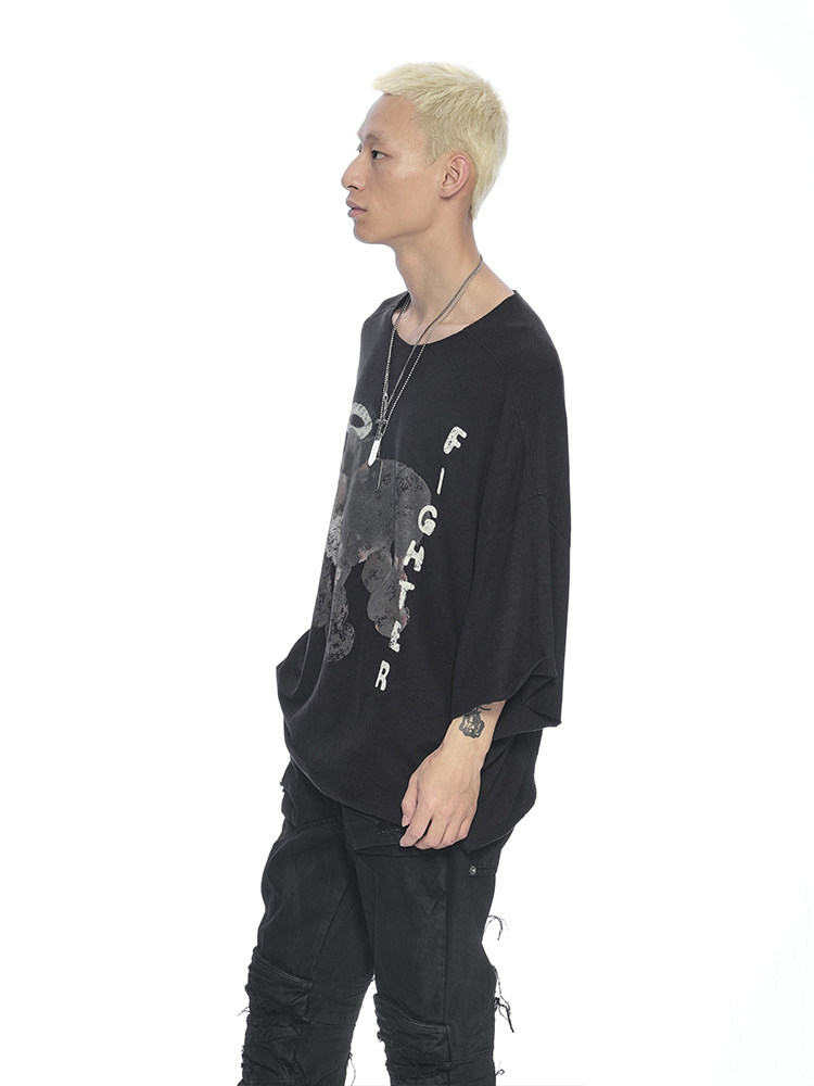 Boxing Puppy Graphic Cropped Sleeve Tee