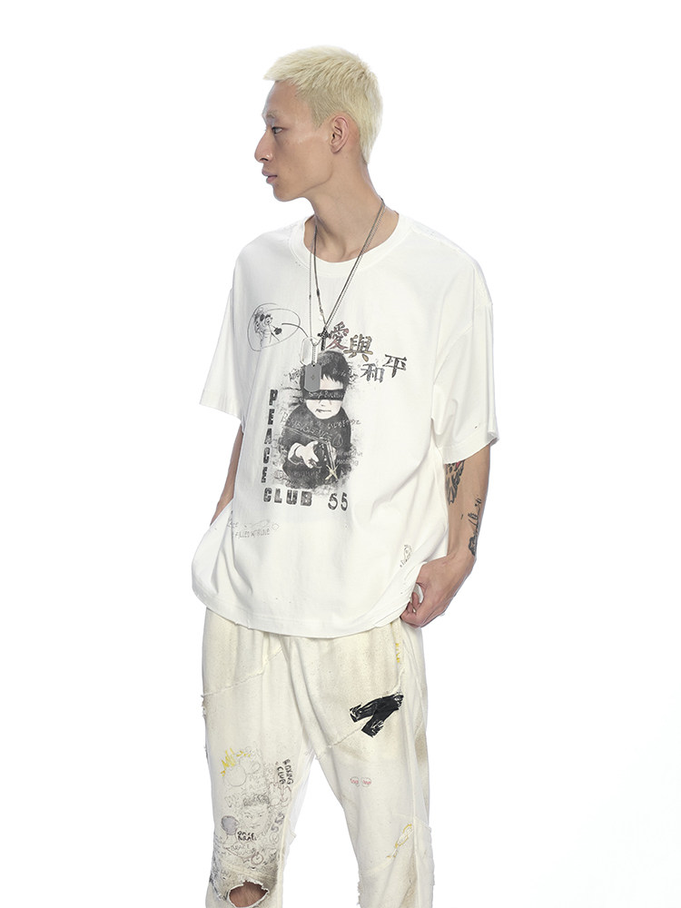 Love & Peace Print Short Sleeve Tee