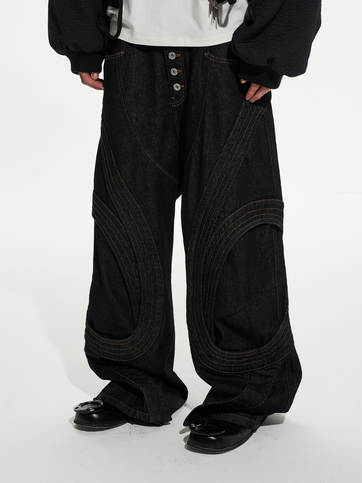 Spiral Stitch Raw Denim Jeans