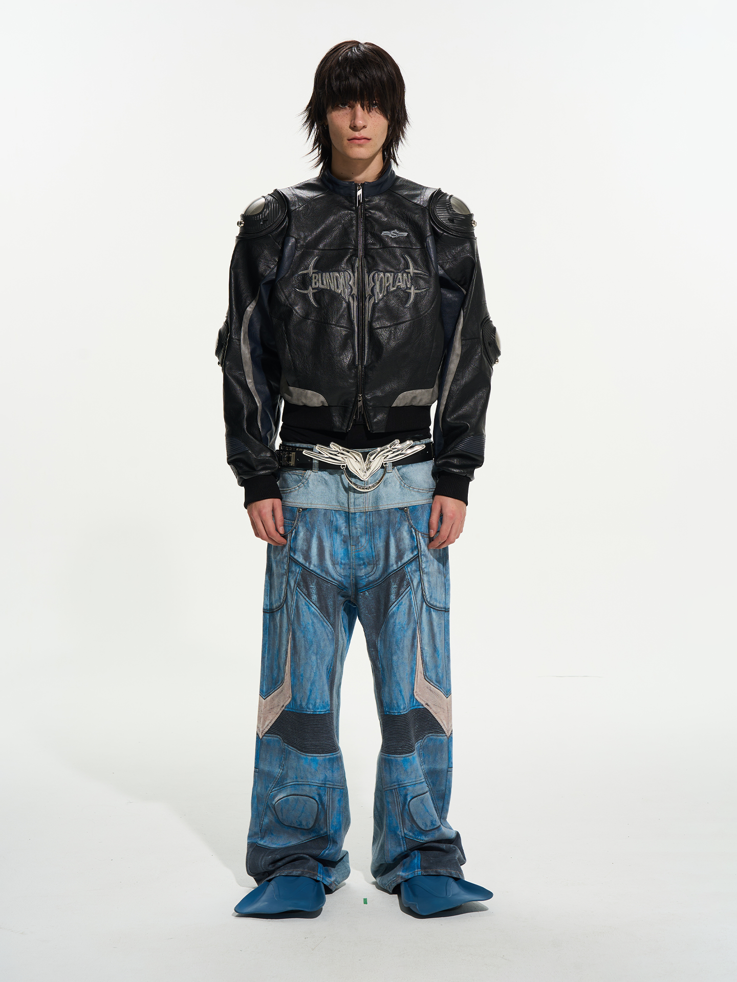 Color-Block Armor Motorcycle Jacket