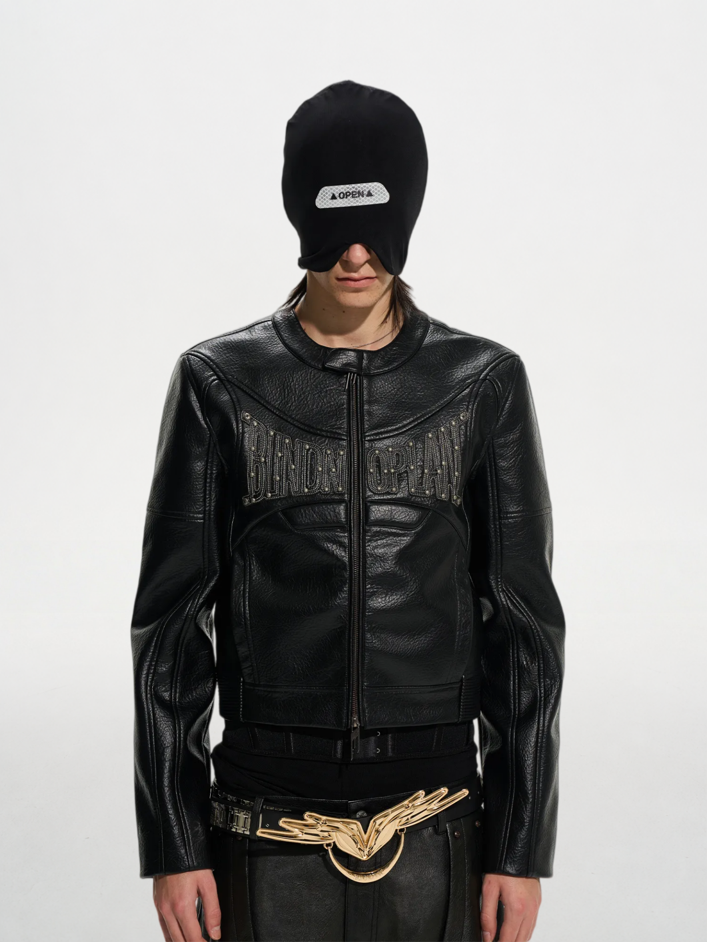 Short Structured Leather Motorcycle Jacket