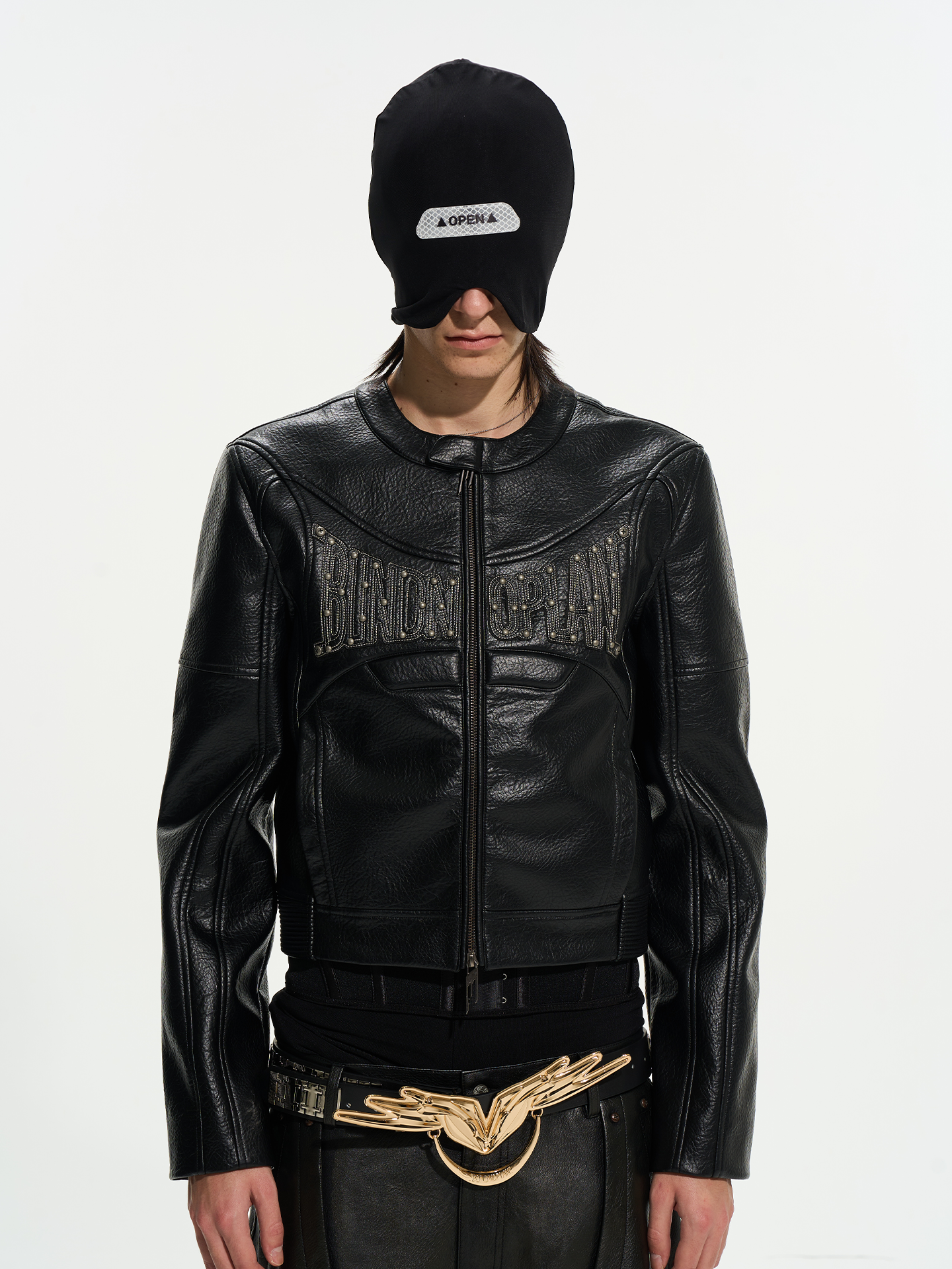 Short Structured Leather Motorcycle Jacket