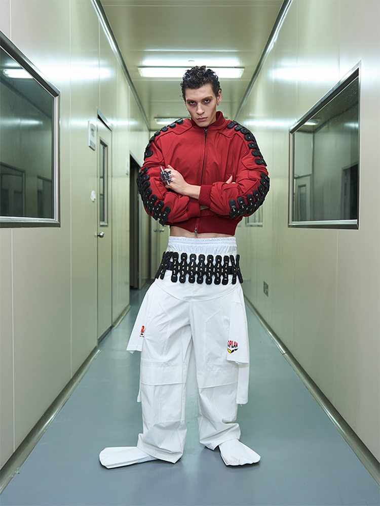 Layered Double-Waist White Pants