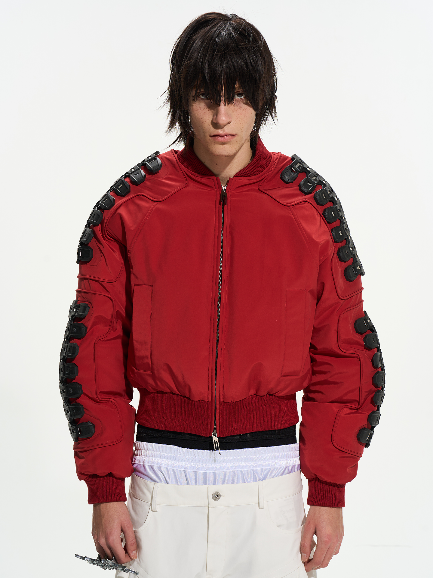 Heavy‑Duty Spine System MA‑1 Red Quilted Jacket