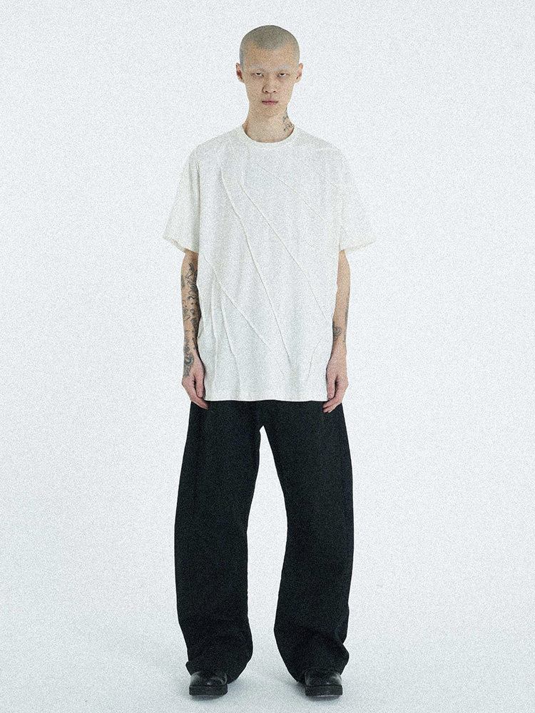 Pleated Dyed Short Sleeve T-Shirt