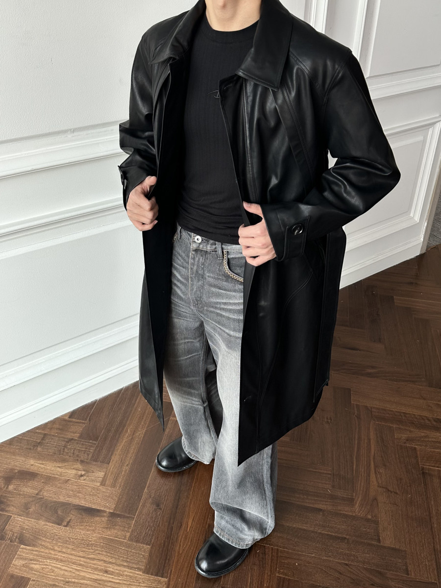 Nocturnal Leather Trench Coat