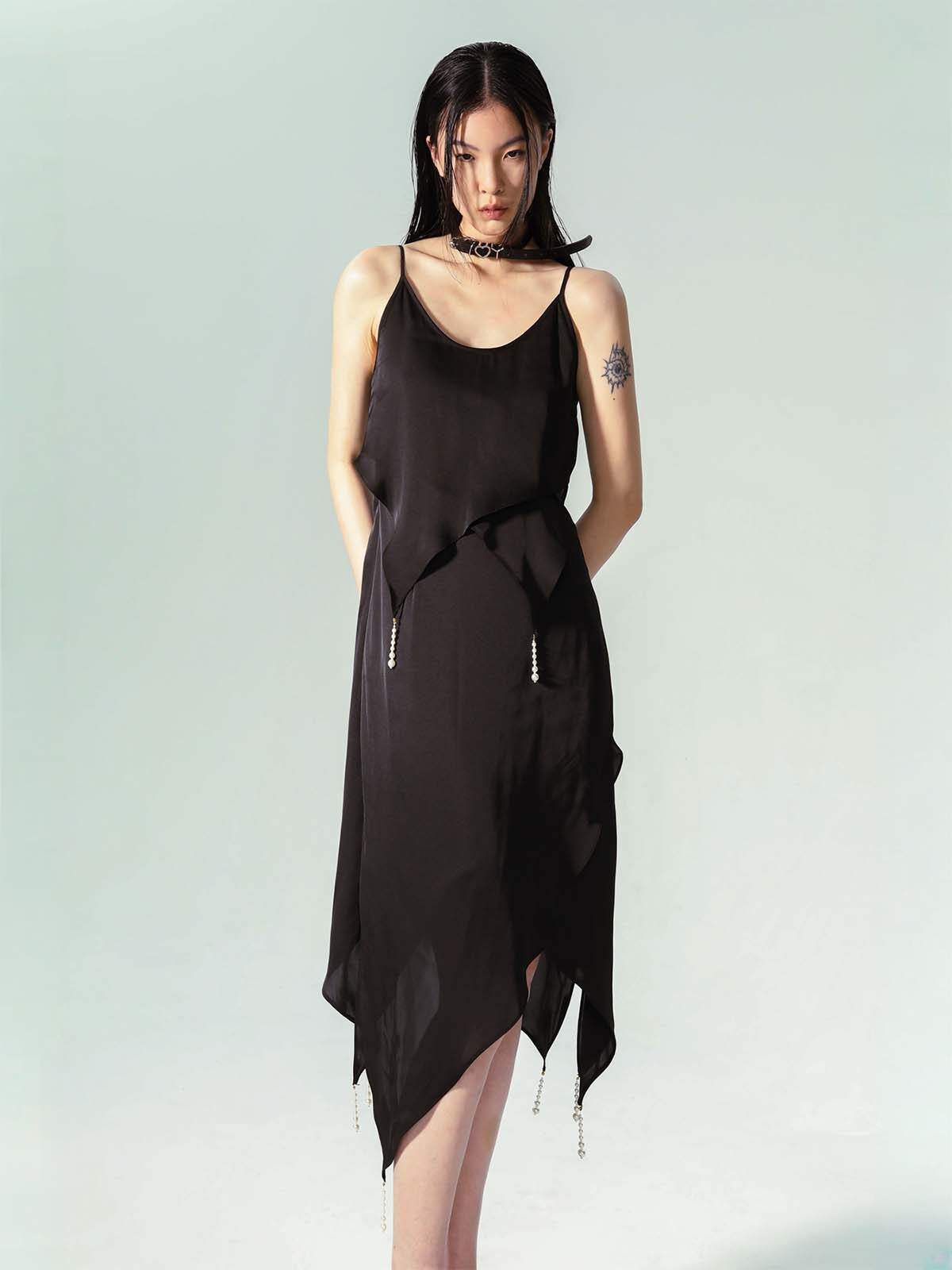 Irregular Hem Pearl Dress