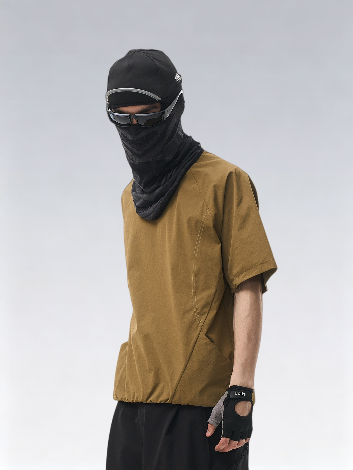 Topstitched Functional Short Sleeve