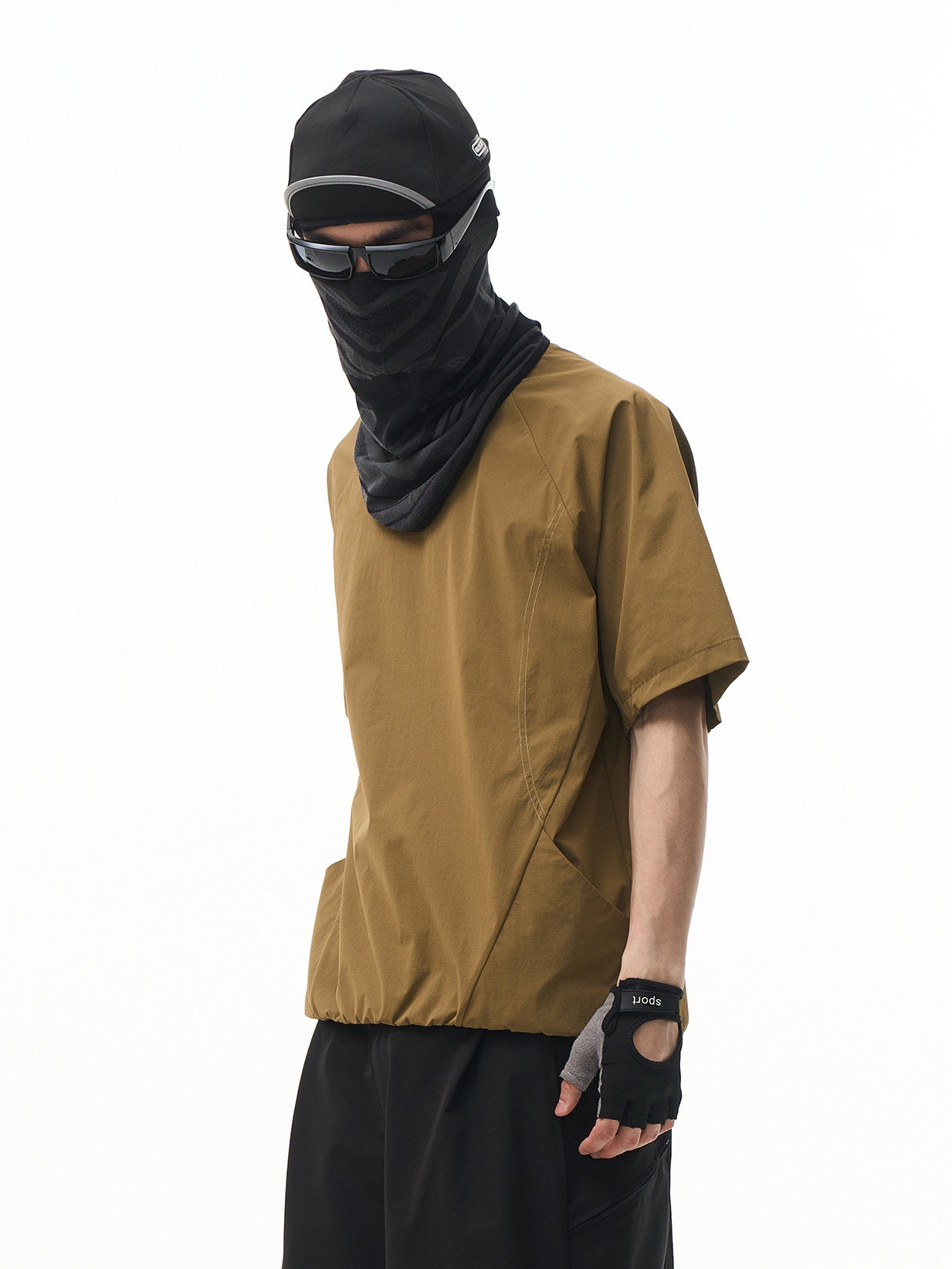 Topstitched Functional Short Sleeve