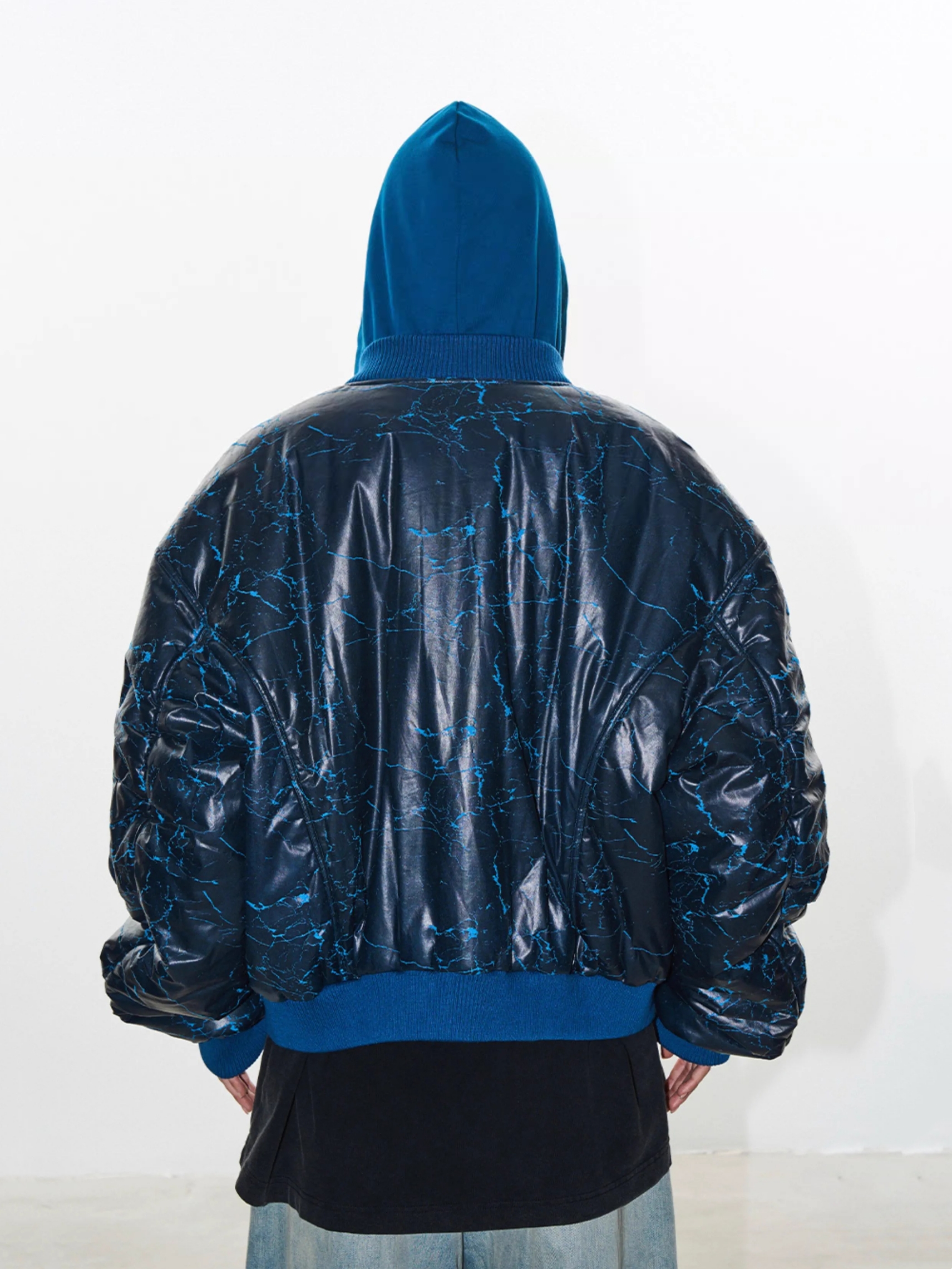 EXITMODE BY BLINDNOPLAN 24AW Cracked Texture Oversized Bomber Jacket