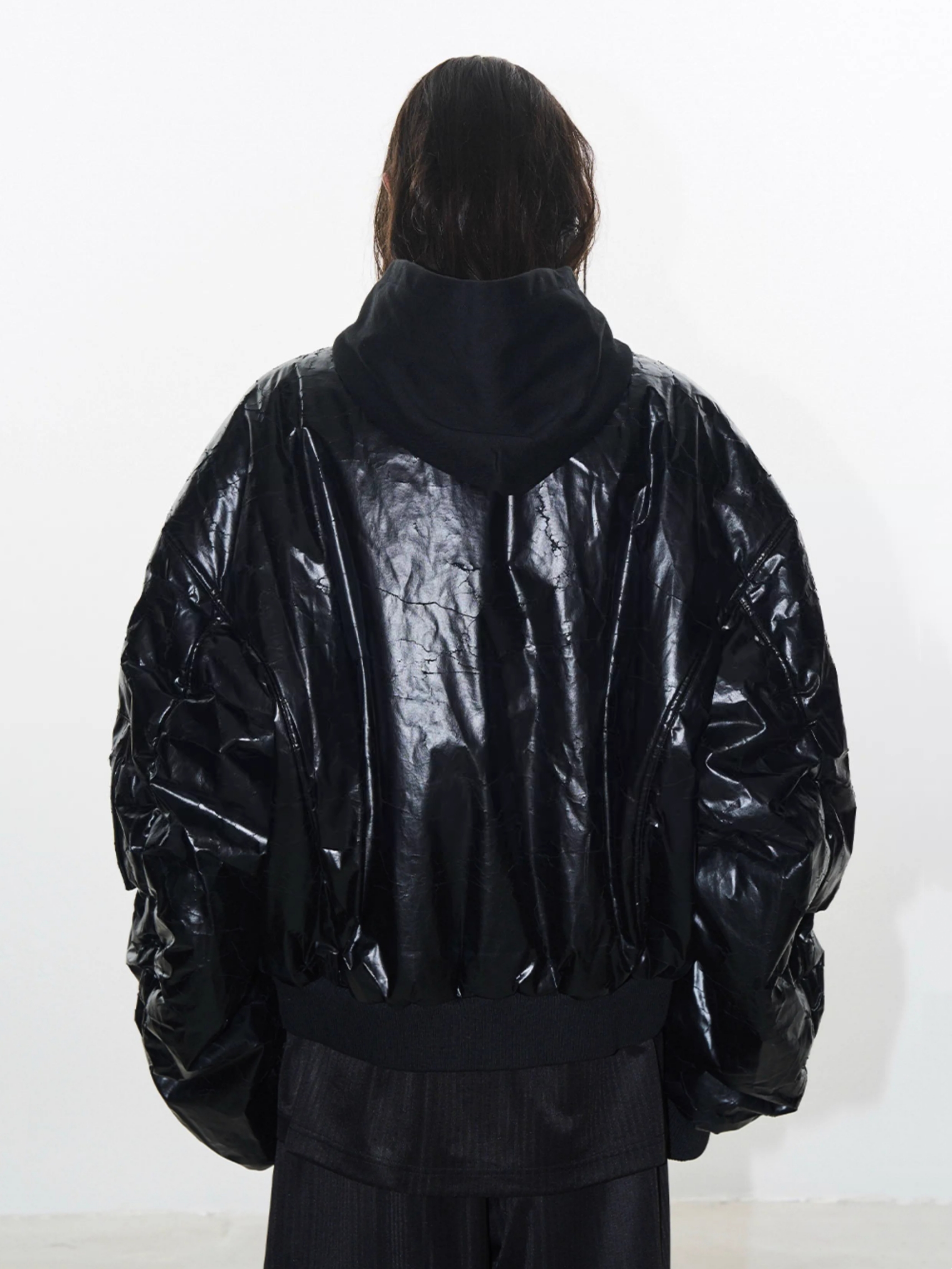 EXITMODE BY BLINDNOPLAN 24AW Cracked Texture Oversized Bomber Jacket