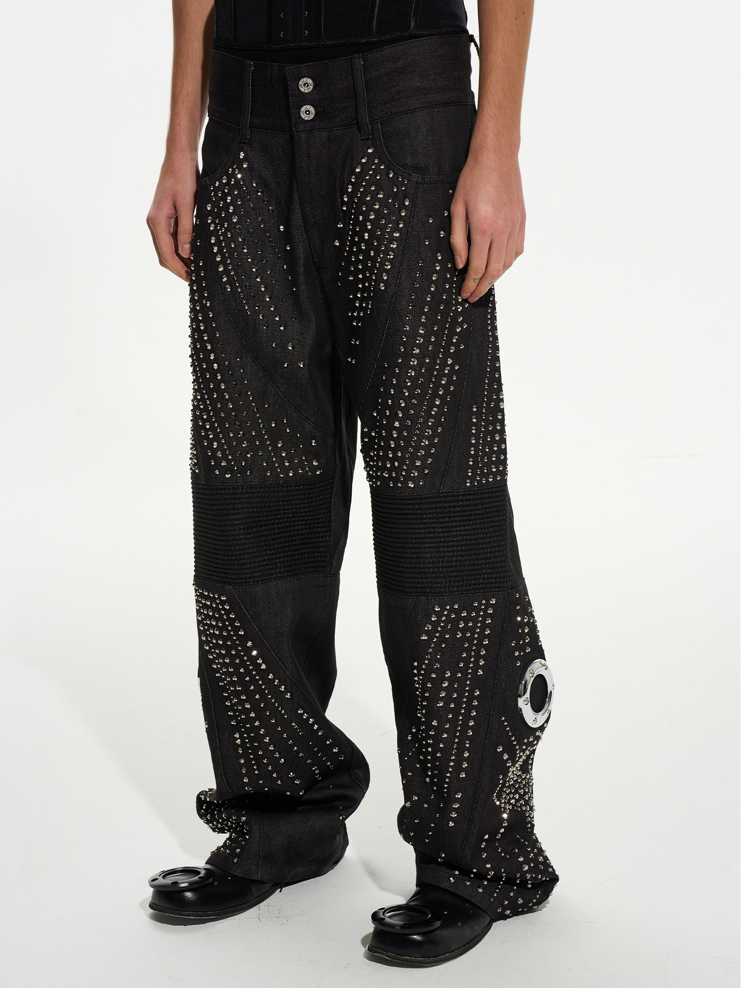 Heavyweight Rhinestone Raw Denim Pants