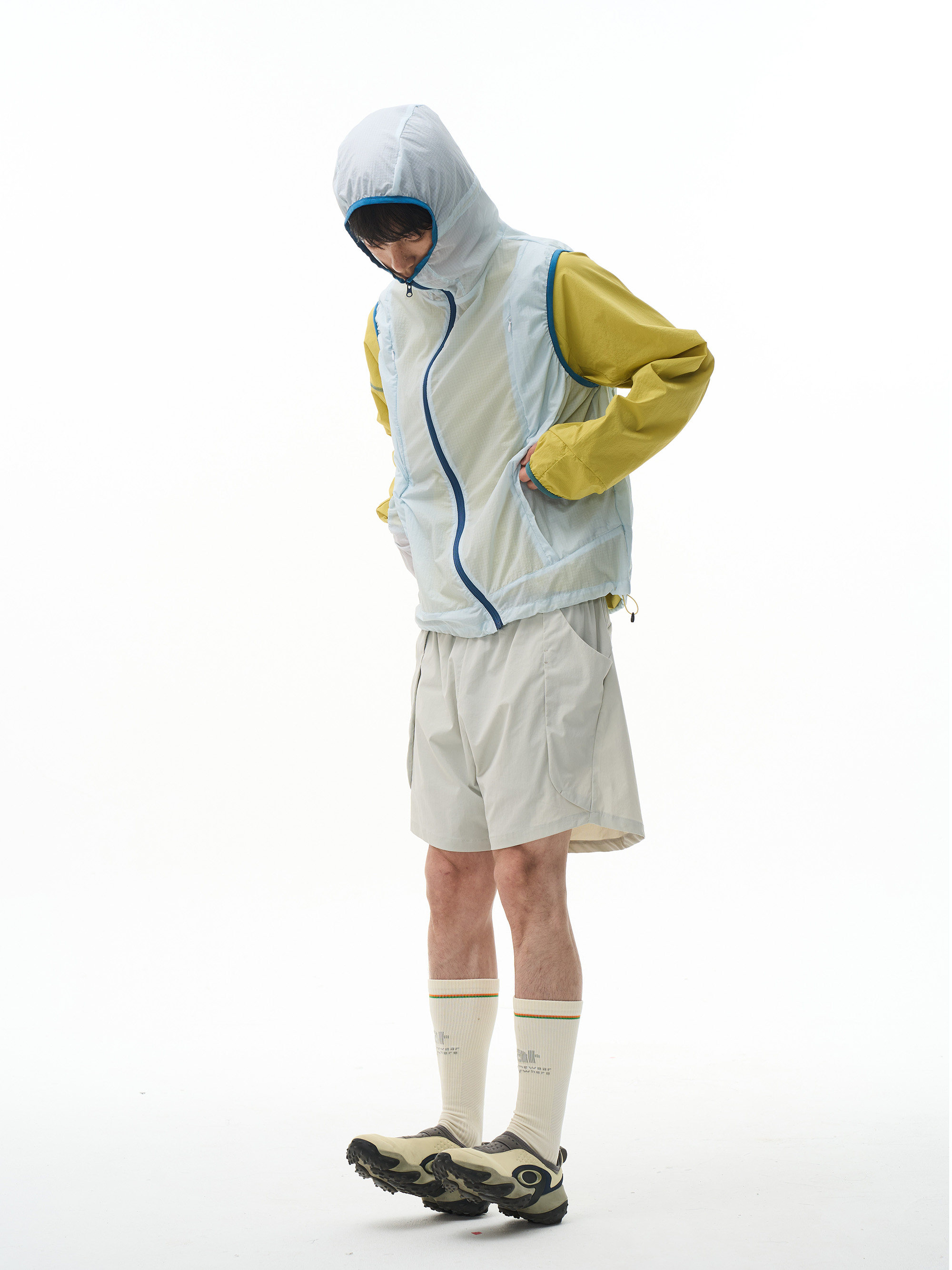 Ripstop Asymmetric Placket Sun-Protective Hooded Vest