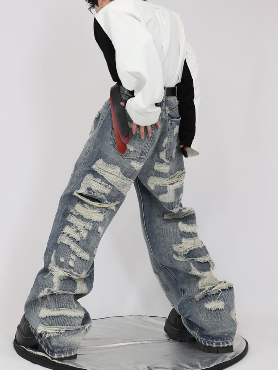 Heavy-Duty Distressed Jeans