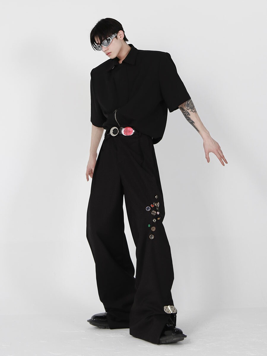 Metal Button Dress Trousers