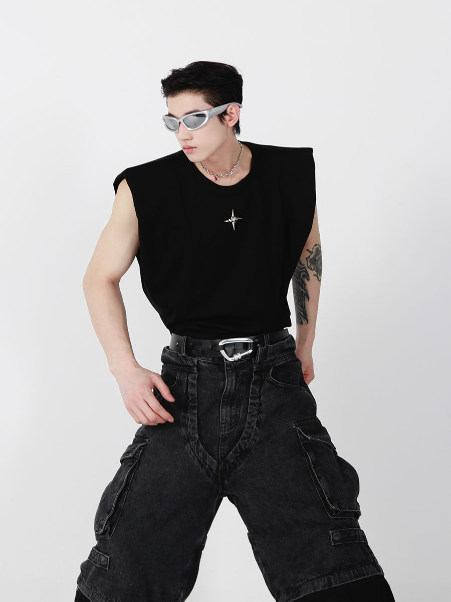 Shoulder-Padded Tank Top