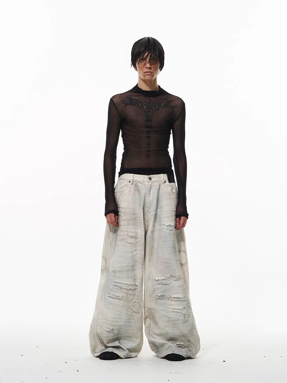 BLINDNOPLAN Washed Dirty White Vagabond Loose Pants