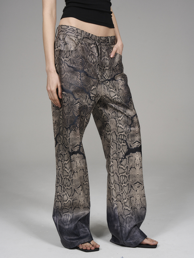 BLINDNOPLAN Level Series  Snake Print Leather Pants