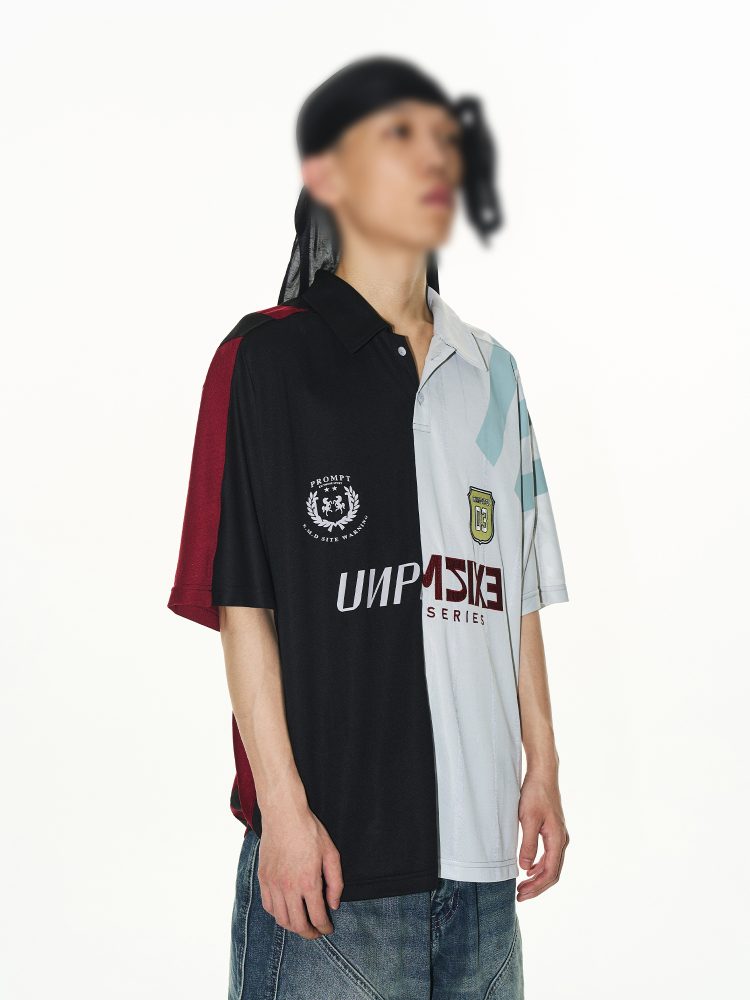 EXITMODE BY BLINDNOPLAN Color-Block Spliced Print Polo