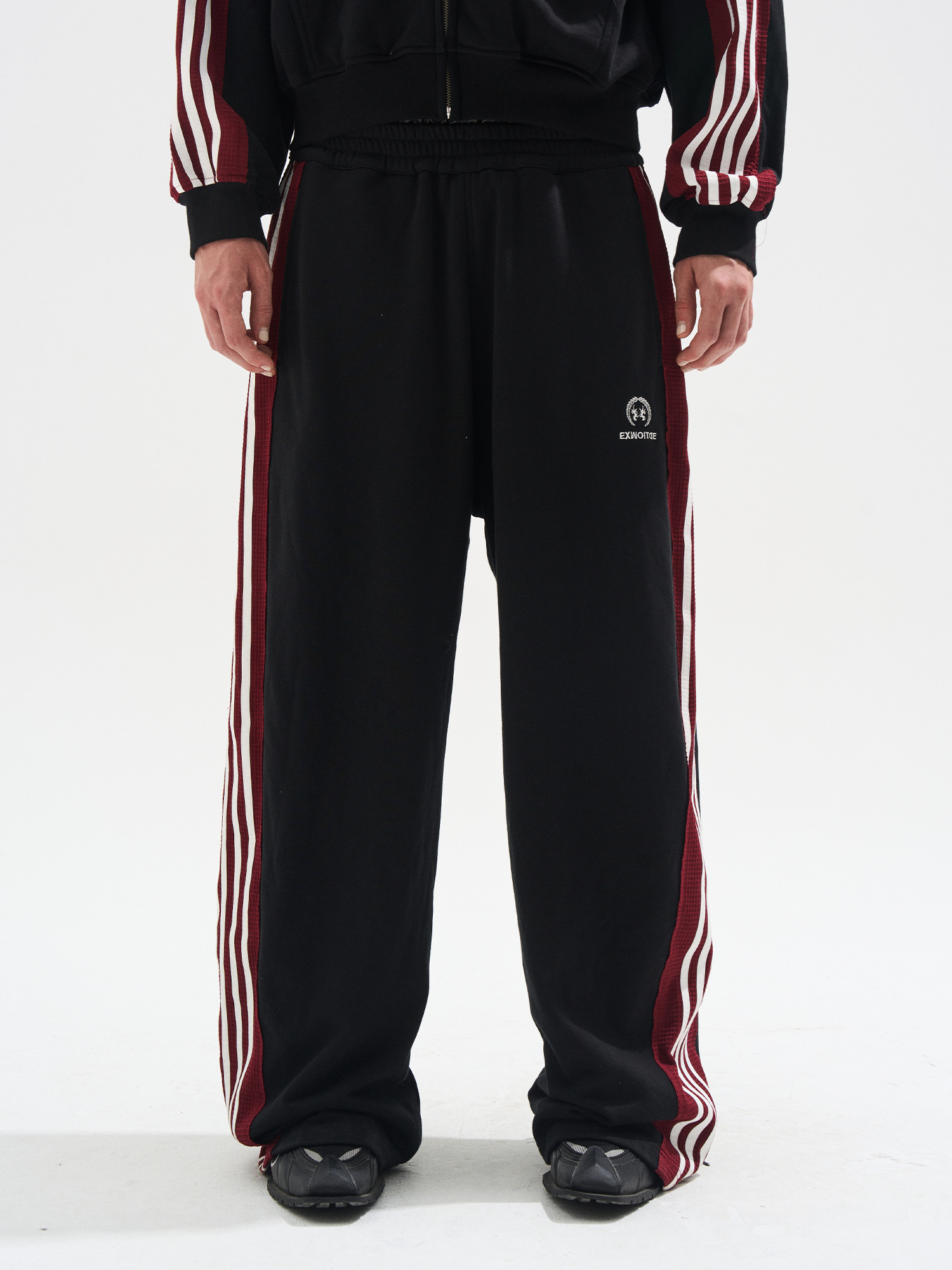 EXITMODE BY BLINDNOPLAN Raw-Edge Color-Block Stripe Sweatpants